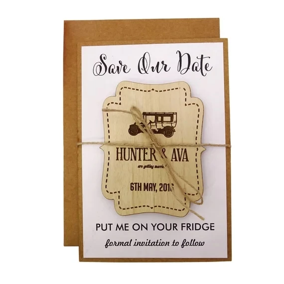 personalize names date engraved Wooden Card save the Wedding invitations Magnets Save The Date Magnet favor | Дом и сад