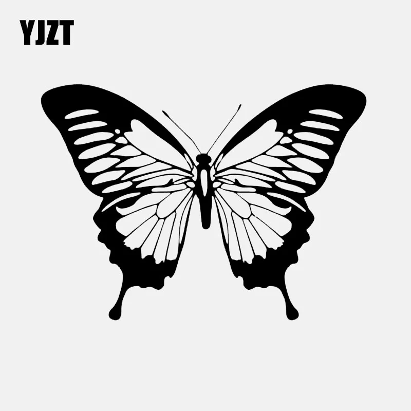 

YJZT 15.7CM*11.4CM Butterfly Decal Car Sticker Personalized Vinyl Sticker Black/Silver C24-0327