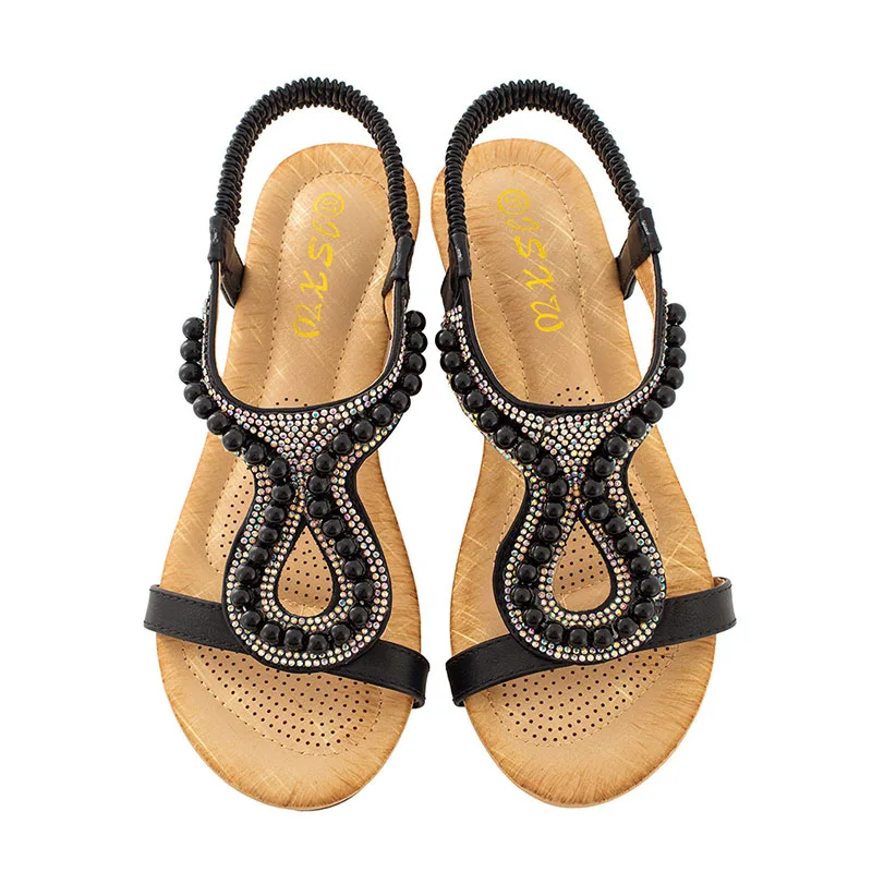 2019 summer new women's wedge sandals diamond beads jewelry decorative simple casual wild shoes | Обувь