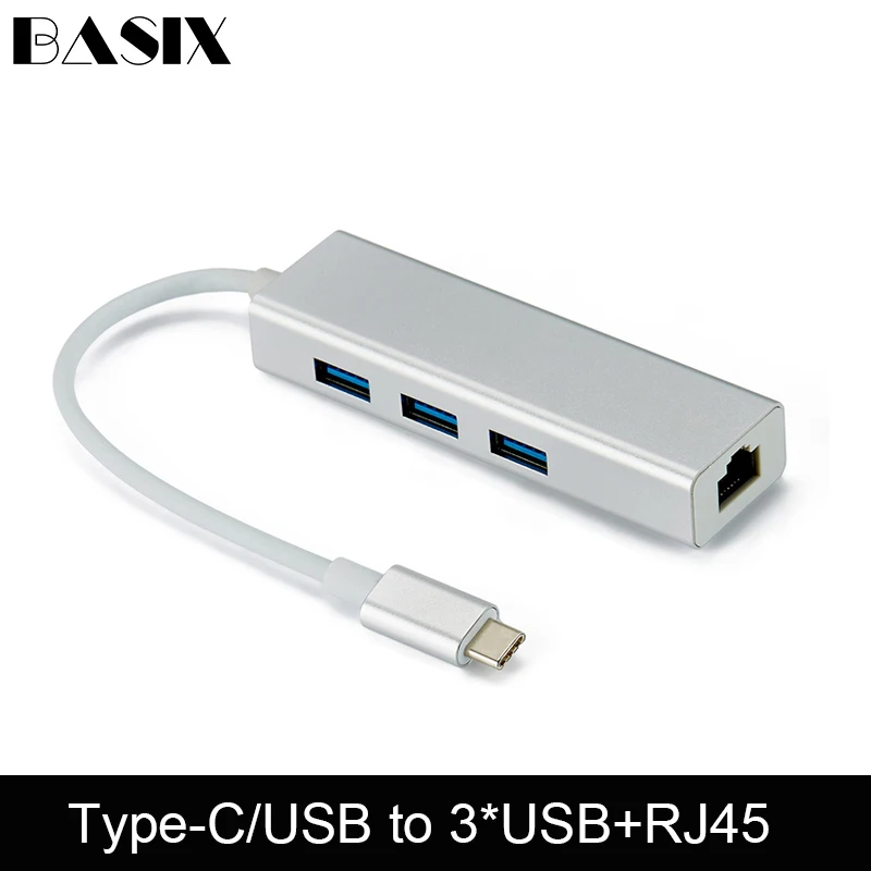 Адаптер Basix USB C Ethernet для MacBook Pro samsung Galaxy S9/S8/Note 9 сетевая карта type RJ45 Lan|Сетевые карты|