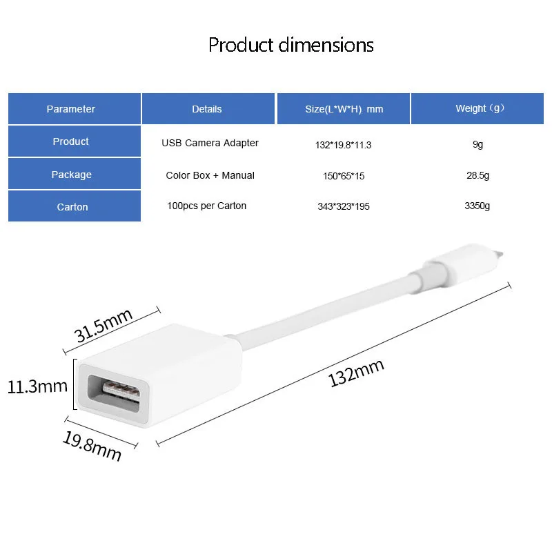 Otg USB адаптер для камеры интерфейс Apple проводные наушники конвертер электрический