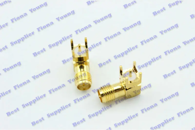50 шт \ много Goldplated RP SMA Jack female (мужской Булавки) печатной платы адаптер Угловые