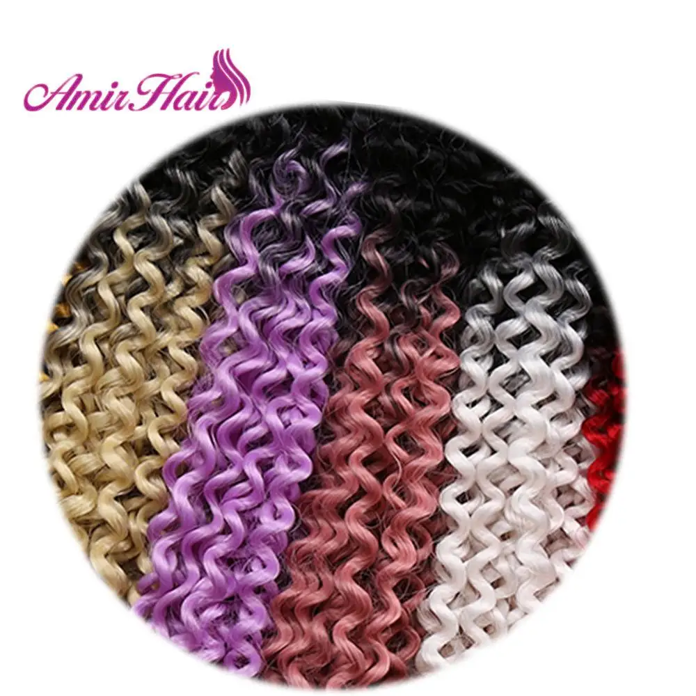 Amir Water Wave Ombre Synthetic Braids Hair Bulk Freetress Afro kinky Twist Crochet Bundles Braiding Hair Extensions For Woman images - 6