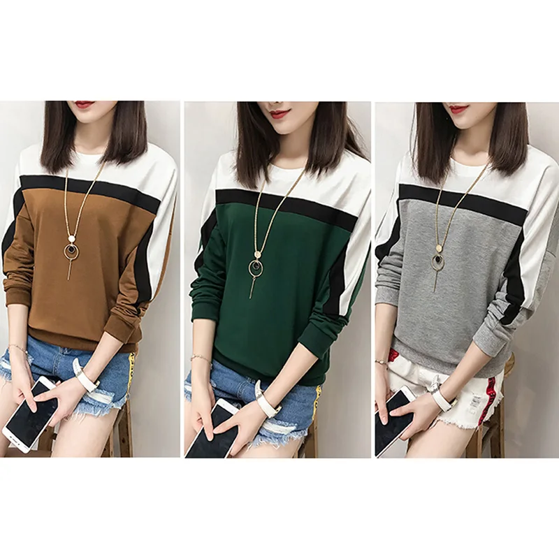 

2019 Spring Long Sleeve T Shirt Women Tops Tshirt Women T-shirt O-neck Loose Cotton Blend Plus Size Tee Shirt Femme