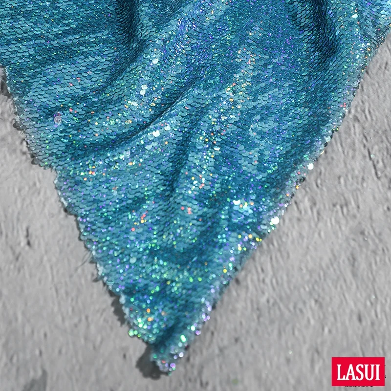 LASUI Новый 1 ярд = шт. W0131 Высокая класс esigner ткань f: кристально голубой двусторонний