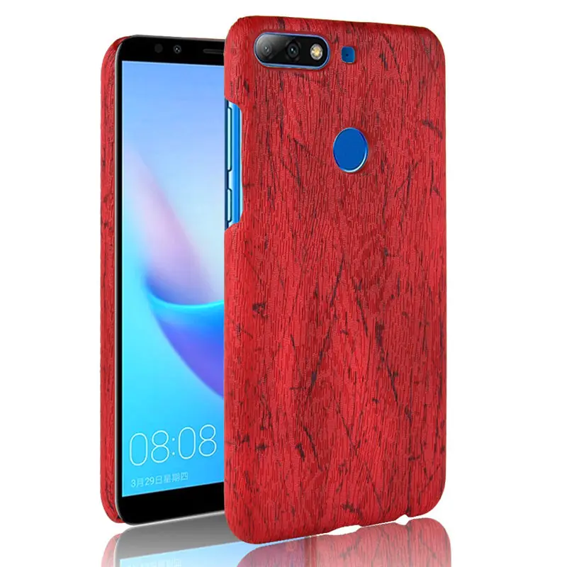 Huawei Y7 Prime 2018 Enjoy8 Case Wood Pattern Hard PC+PU Leather Back Cover for Y7Prime Shell | Мобильные телефоны и