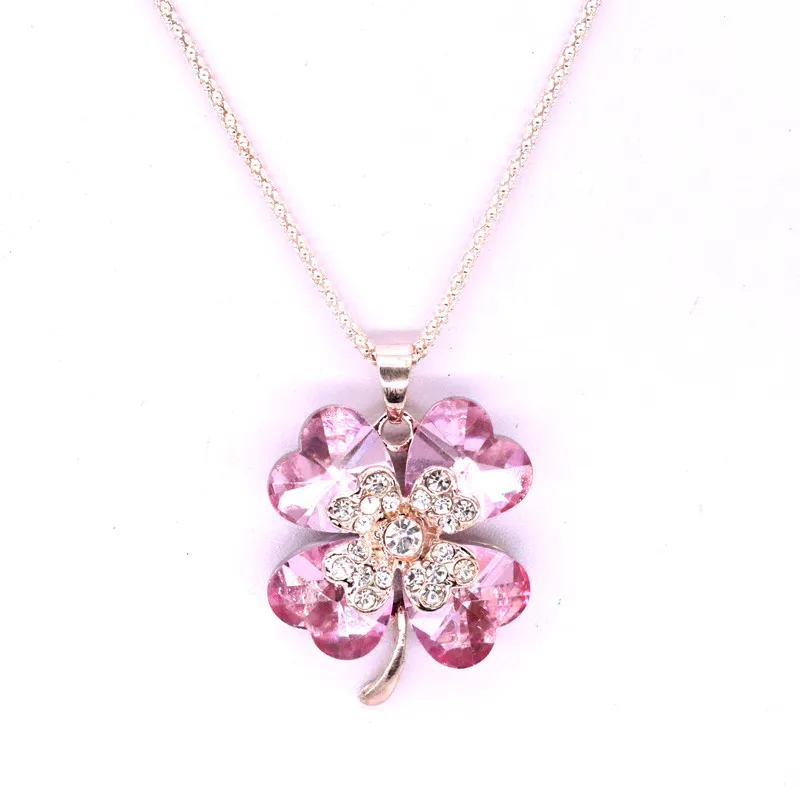 Модные ожерелья с кристаллами в виде клевера Стразы и подвески позолоченная