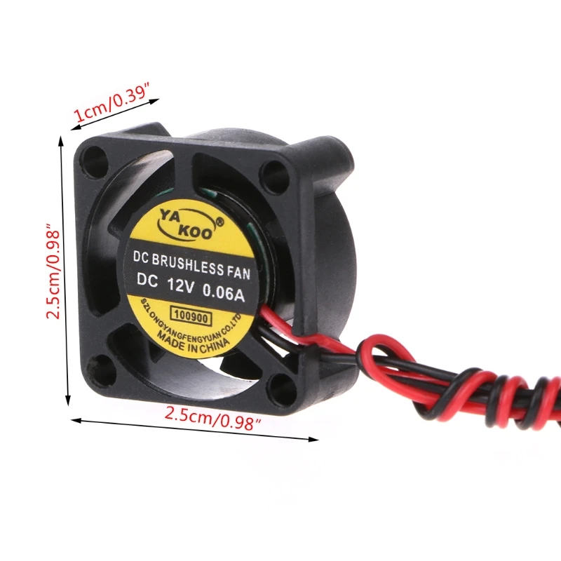 

DC 12V 0.06A 2-Pin 25x25x10mm PC Computer CPU System Brushless Cooling Fan 2510