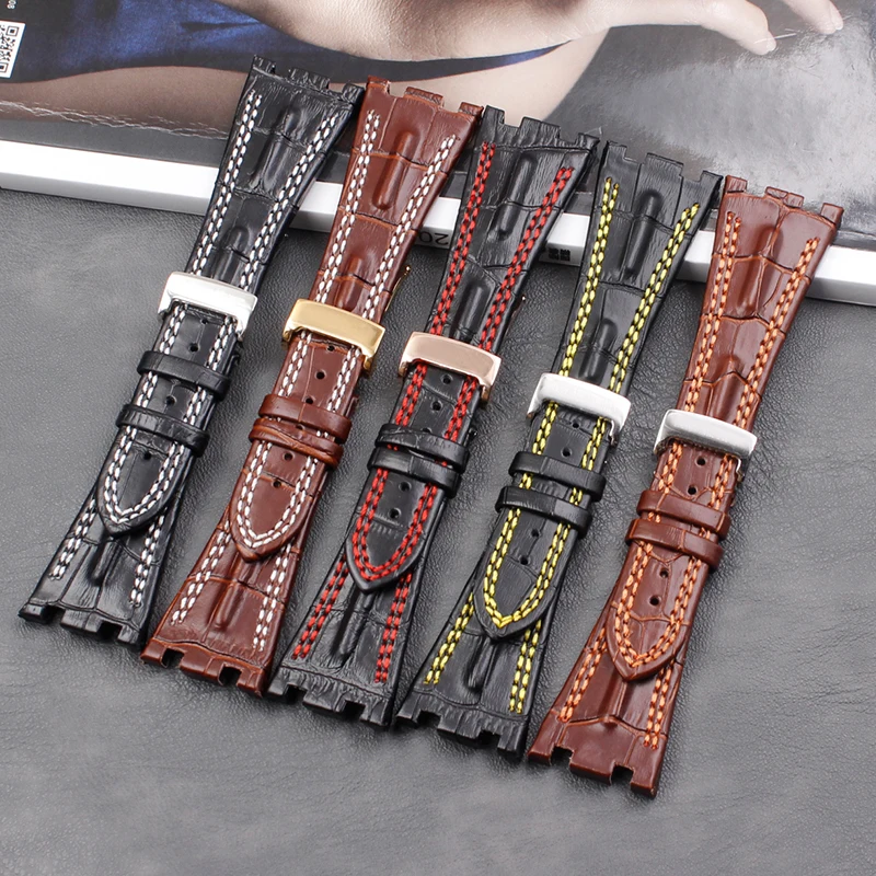 Watch accessories 28mm suitable for AP genuine Garry leather strap sports and leisure foldable buckle for men's AP strap buckle