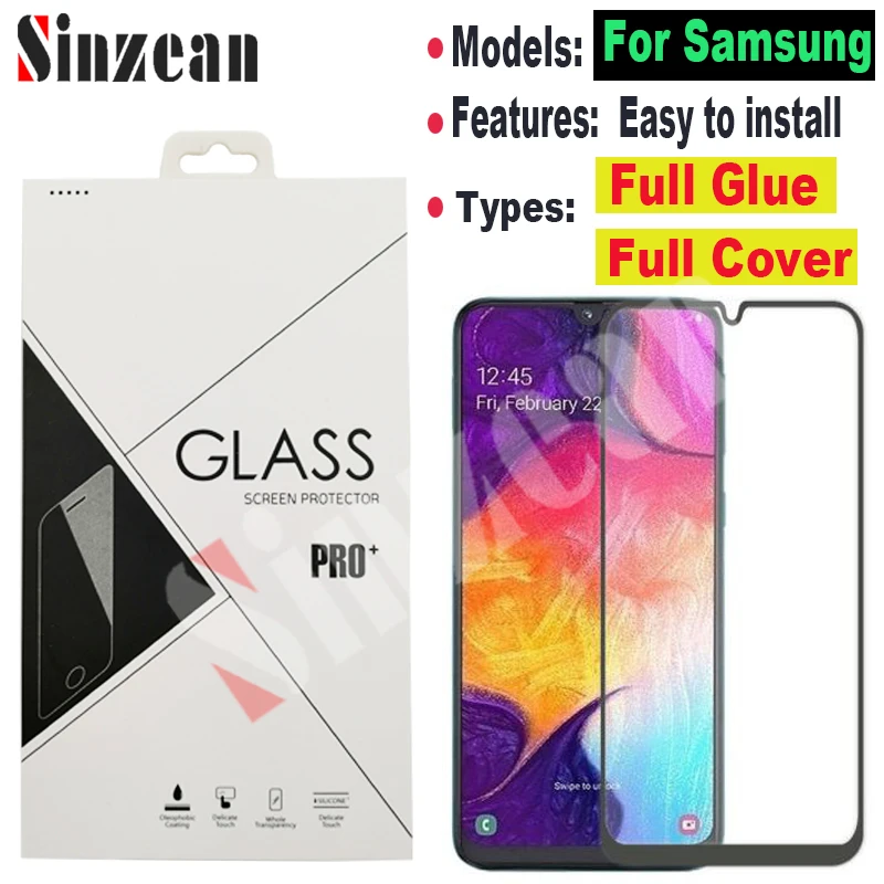 100 шт. для Samsung A10/A20/A30/A40/A50/A60/A70/A80/A90/M10/M20/M30/M40 полное покрытие закаленное стекло 2.5D