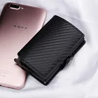 Мини-кошелек Casekey из углеродного волокна с защитой от кражи, тонкий, с металлической выдвижной RFID-защитой, для кредитных карт, держатель для карт
