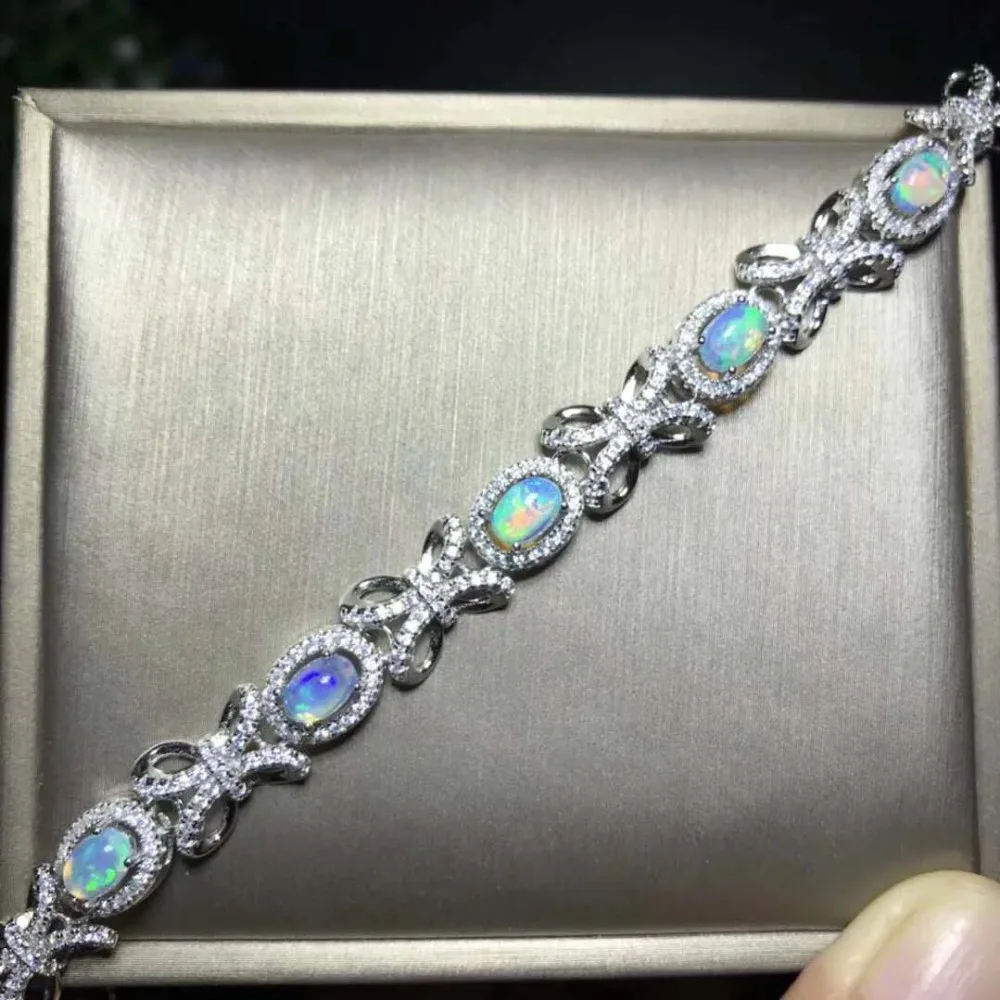 100% NATURAL ETHIOPIAN WELO FIRE OPAL CABOCHON Bracelet 4*6mm | Stones