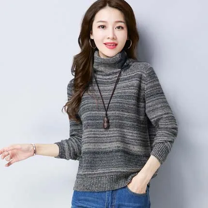 2019 autumn and winter new ladies fashion loose striped sweater | Женская одежда