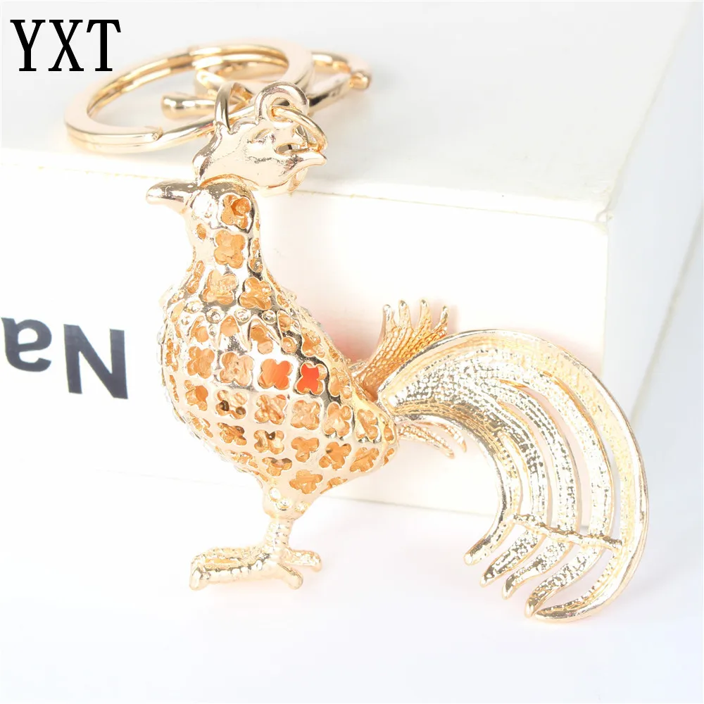 

Long Tail Cock Rooster Crystal Rhinestone Charm Pendant Purse Bag Car Key Ring Chain Wedding Party Christmas Gift
