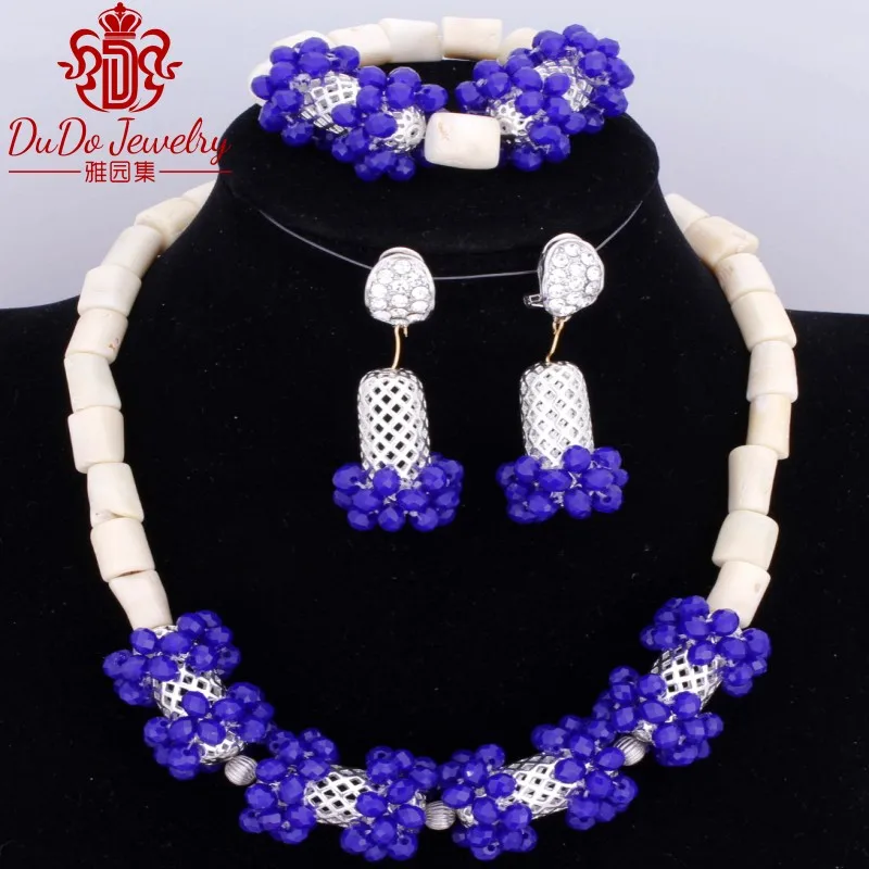 2018 Splendid королевский синий кристалл белый природа Коралловые бусы Африки Нигерии