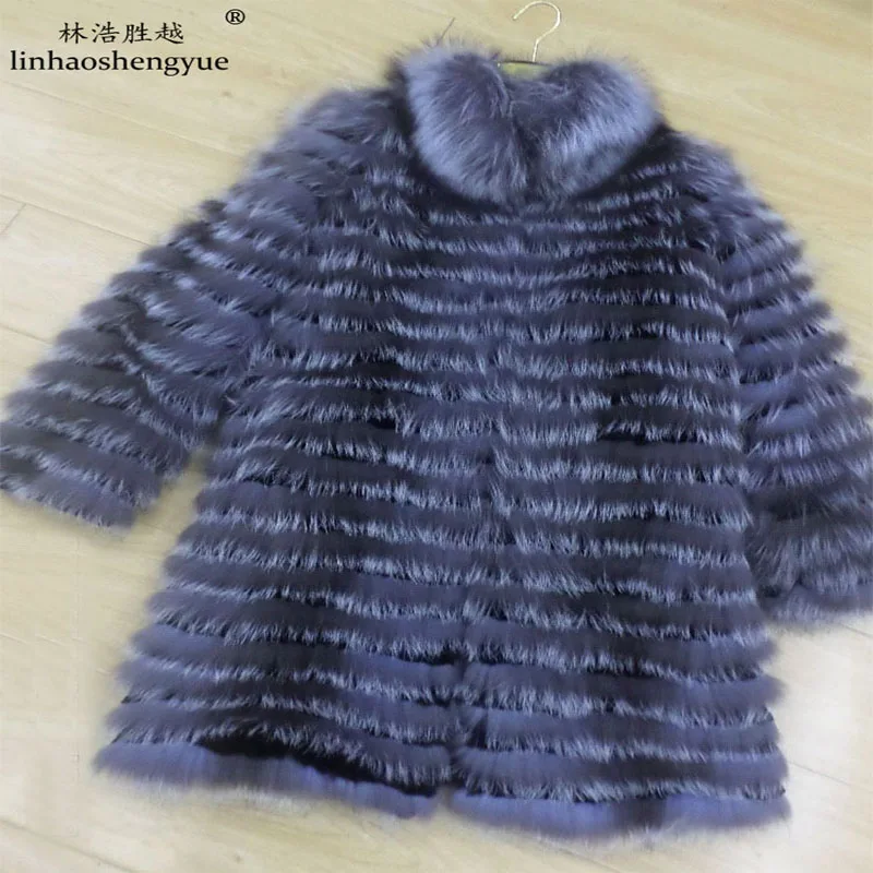 Пальто Linhaoshengyue из натурального Меха чернобурки длиной 80 см с воротником|coat wool|coat