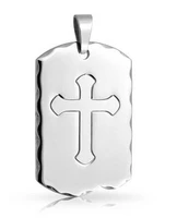 wholesale mens stainless steel cross dog tag hot sales custom metal cross dog tag fh890307