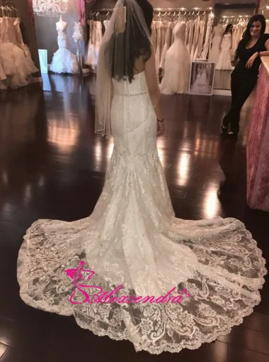 

Alexzendra Lace Mermaid Wedding Dress 2019 Customize Beaded Belt New Bridal Gown Plus Size vestido de novia