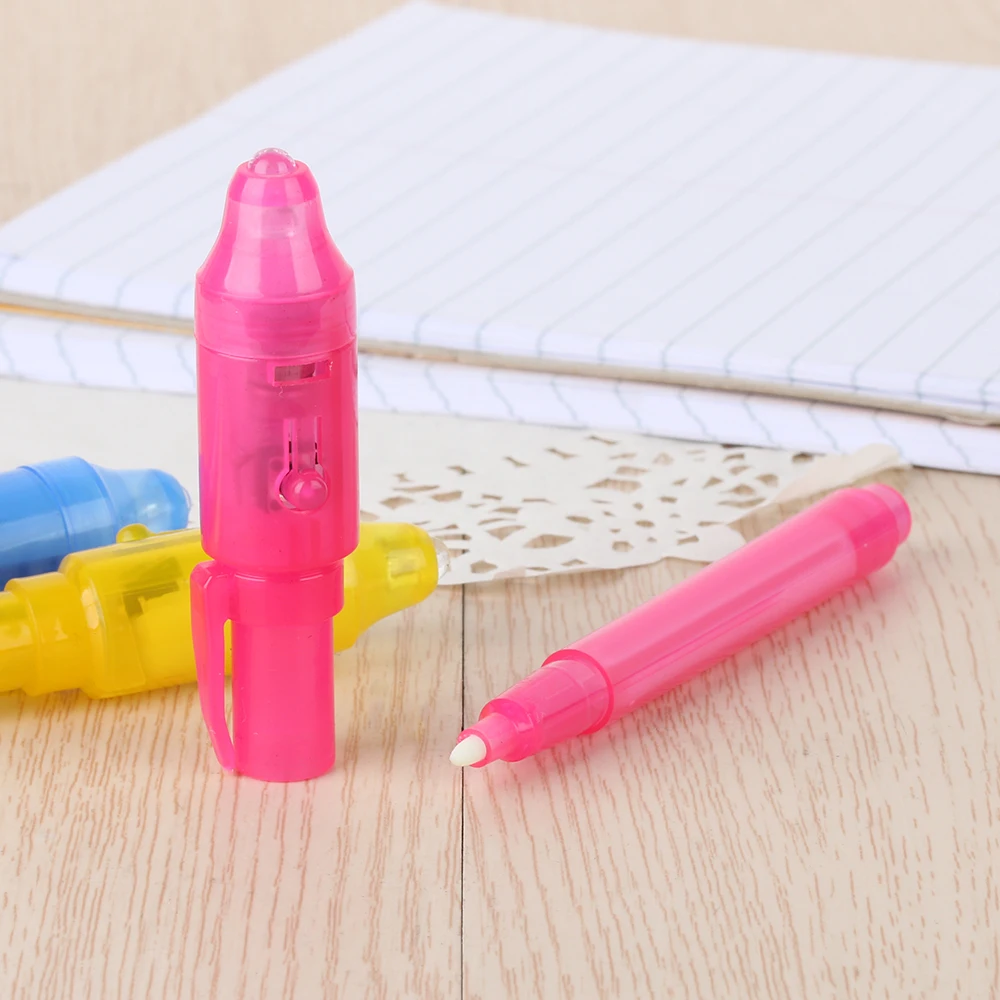 3Pcs/pack Invisible Ink Pen Built in UV Light Magic Secret Message Gadget | Канцтовары для офиса и дома