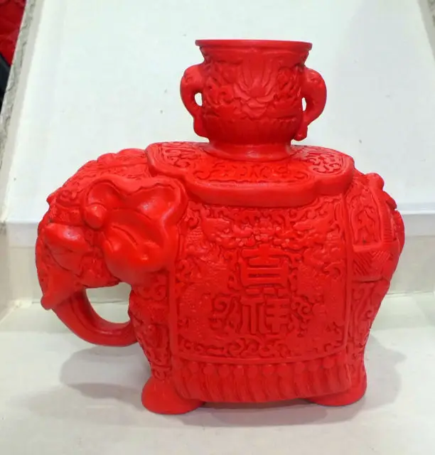 Exquisite Chinese Traditional Technology Red Lacquerware Elephants Statue Candlestick | Дом и сад