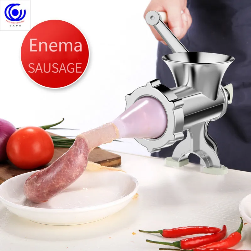 4 размера, 4 в 1, многофункциональная мясорубка, ручная домашняя дробилка для колбасы, шприц, наполнитель, экструдер, мясорубка, клизма, бесплатный подарок, 3 трубки