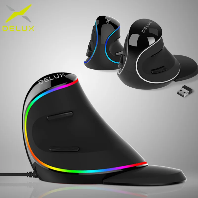 Delux M618 PLUS, эргономичная Вертикальная игровая проводная мышь, ПК, ноутбук, 6 кнопок, 4000 dpi, оптическая RGB беспроводная мышь для правой руки