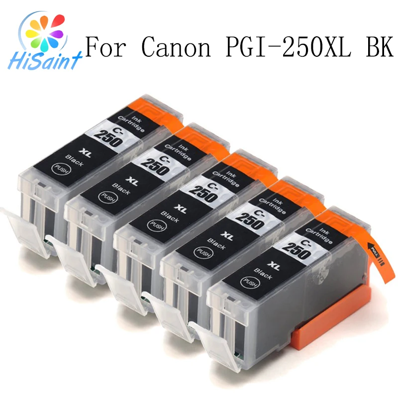 Черные чернила Hisaint 5PK для Canon 250 Φ PGI черные Cartriges PIXMA IP7220 MG5420 MX922 MG6320 MX722 MG7120