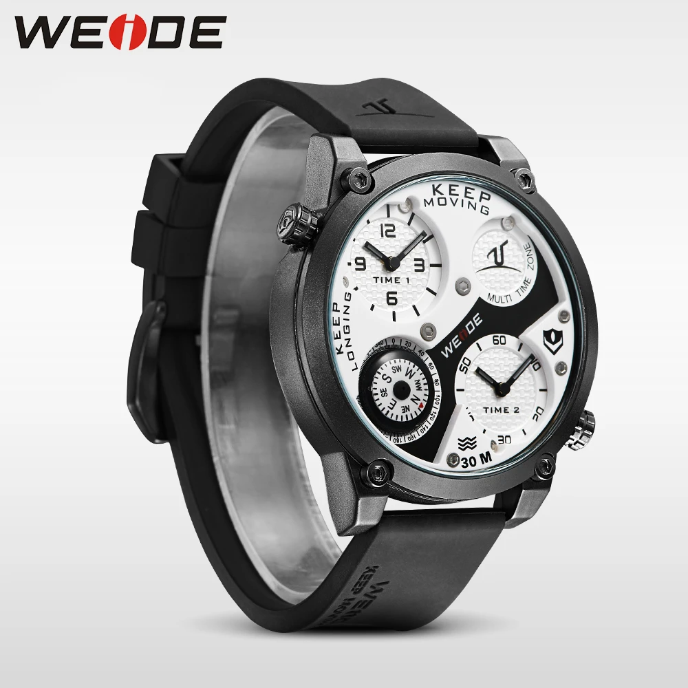 WEIDE мужские Роскошные спортивные Топ Роскошный Аналоговый Силиконовый ремешок с