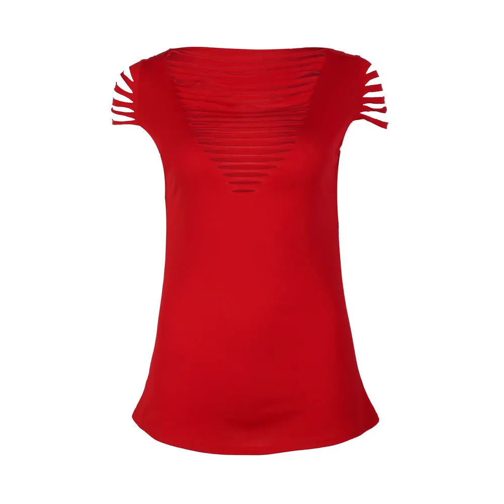 

LOSSKY Sexy Fashion Hollow Out Bodycon T Shirt Casual O Neck Short Sleeve Women Summer T-shirt Female Slim Club Tshirt Top Tees