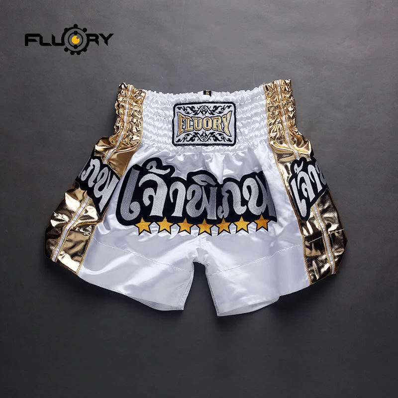 Женские и мужские шорты Fluory muay thai вышитые патчи штаны/плавки для кикбоксинга mma |