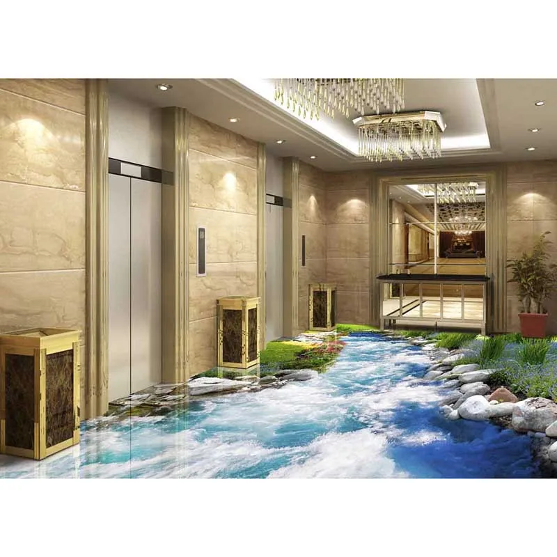 3D Running brook DIY Floor Wallpaper Custom Photo PVC Murals Bathroom Bedding Room Self-adhesive Waterproof #108 | Обустройство дома