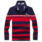 Мужская рубашка-поло с длинным рукавом, в полоску