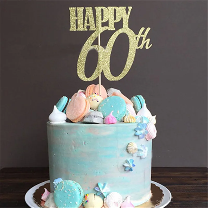 Chicinlife 1 шт. золотистый Топпер для торта с 30 го/40 го/50 го 60 годов взрослых на день