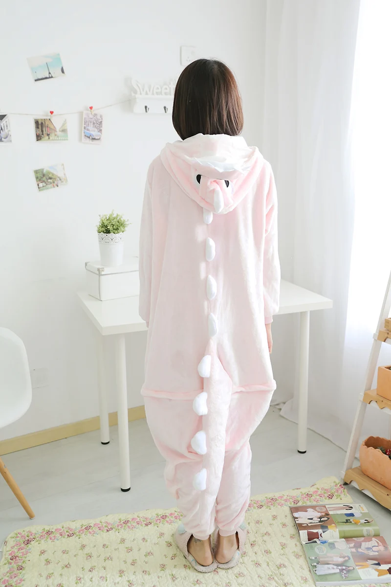 Розовый Пижамный комбинезон в виде динозавра одежда для сна животного костюм