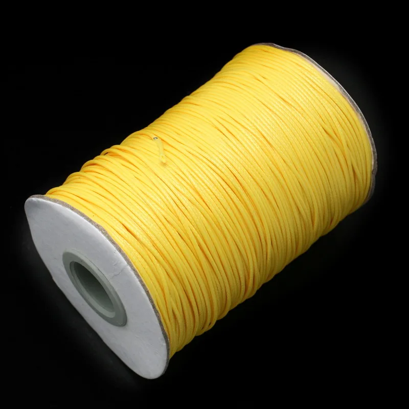 Yellow Горячая распродажа 10 метров 1,5 мм вощеная нить Хлопковый Шнур струнный ремешок для DIY Ожерелье Веревка бисер Подходит для браслета - Цвет: Yellow
