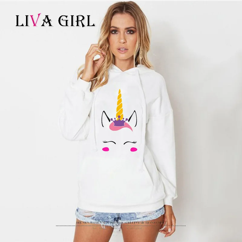 Единорог толстовки с капюшоном принтом животное лошадь 3d пуловеры Crewneck
