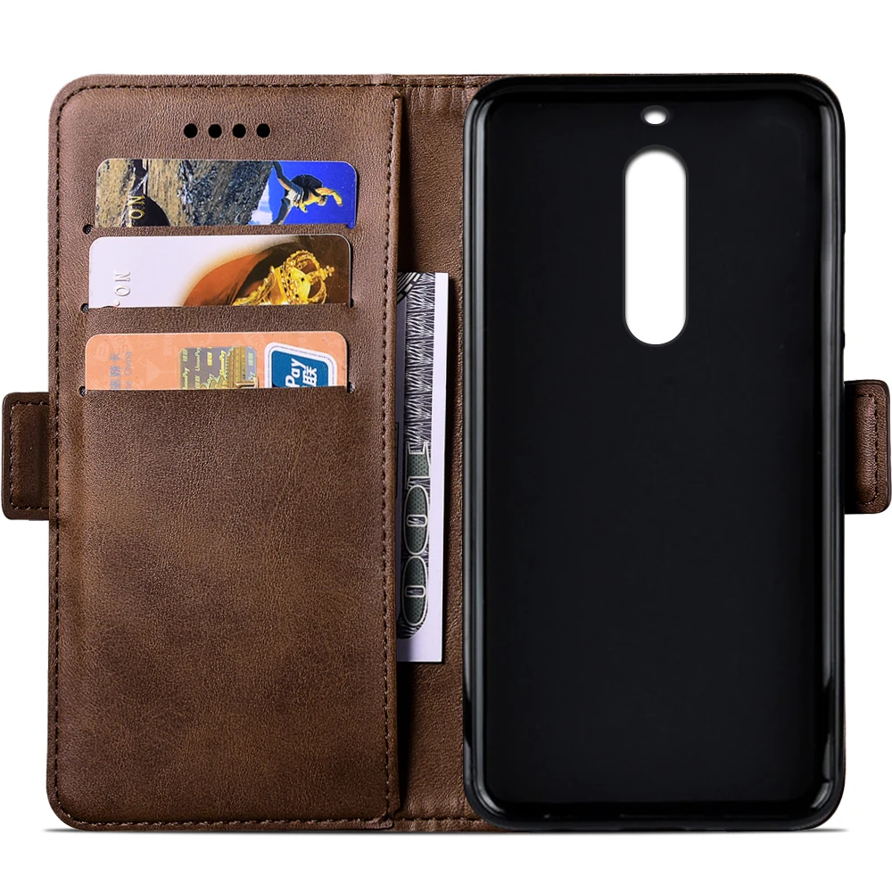 SRHE For Nokia 5 Case Cover Business Flip Leather Wallet Nokia5 TA-1053 TA-1024 TA-1044 With Magnet Holder | Мобильные телефоны и