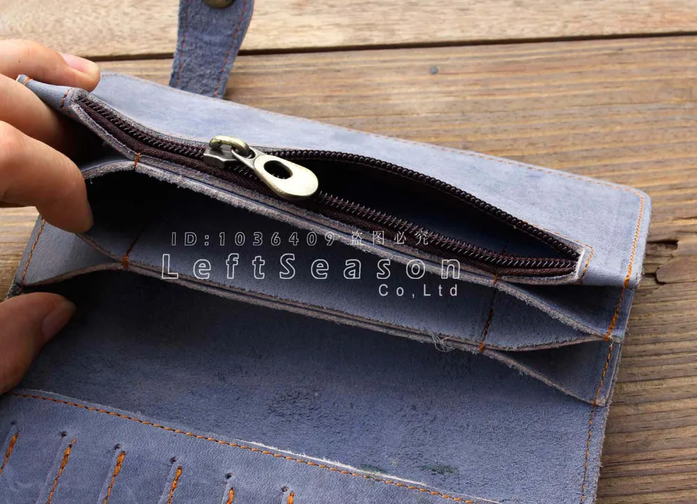 Men's Motorcycle punk Long Leather Wallet With a Heavy Metal Cuban key chain |