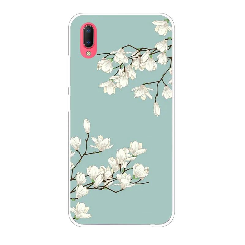 Vivo Y93S Y93 Case Silicon Blue plum Painting Soft TPU Back Cover for Phone protect cases shell |