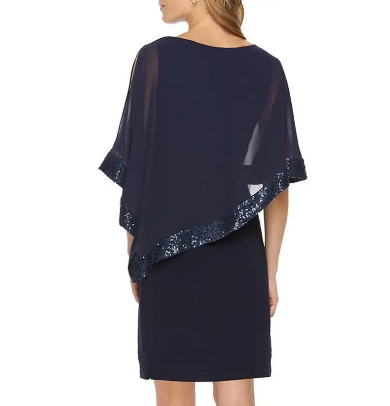 Пикантное вечернее платье больших размеров шифоновое черное платье-футляр с