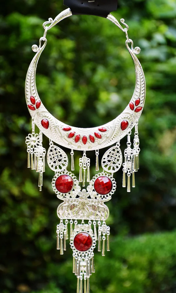 Многоцветные камни Этническая мода винтажный свитер с вышивкой ожерелье