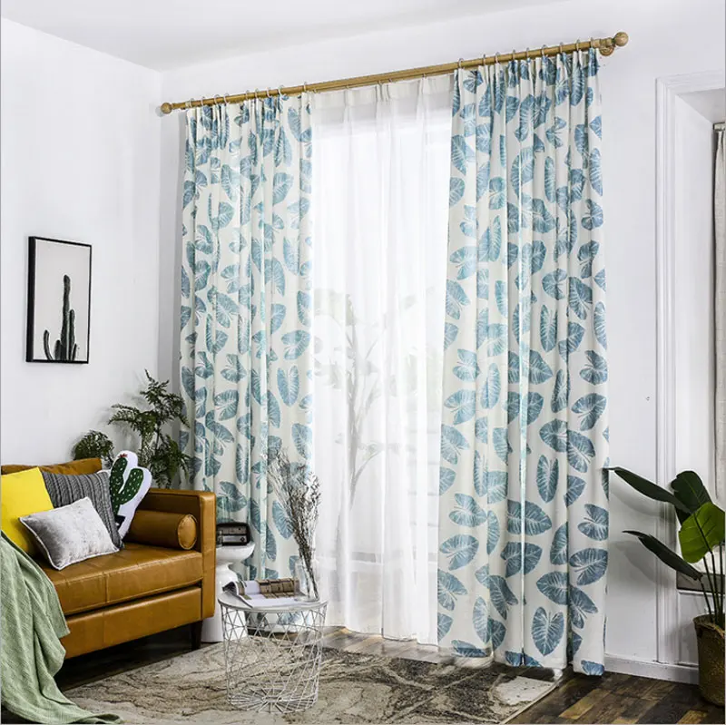 

Blue leaf Modern Curtains for Living Room Window Curtains for the Bedroom Window Curtains for Kids Drape 0200