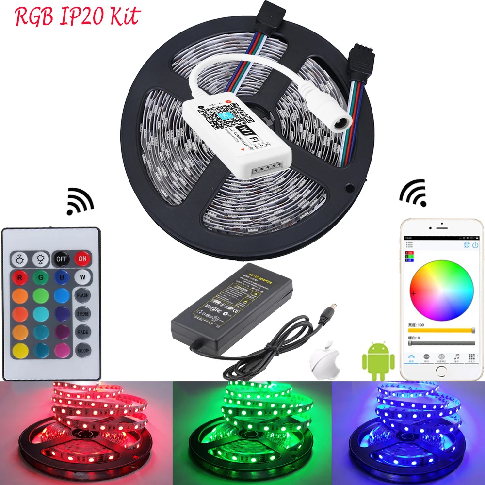 Светодиодные ленты 5050 RGB с Wi Fi осветительная лента 60 светодиодный одов/м IP65 IP67 IP68
