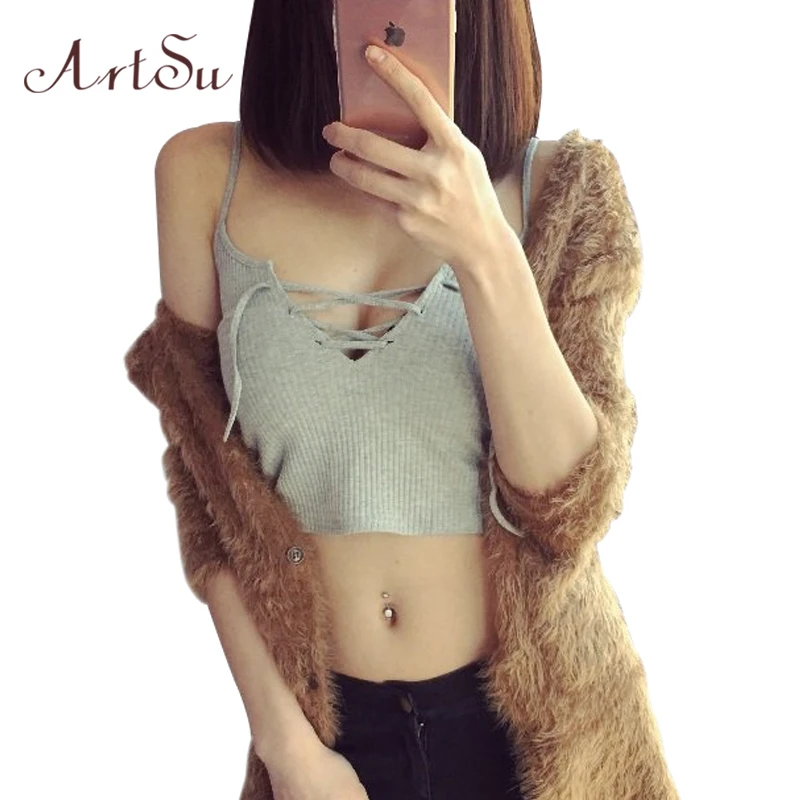 Женская Винтажная Майка без рукавов ArtSu Apparel Модный укороченный топ с завязками