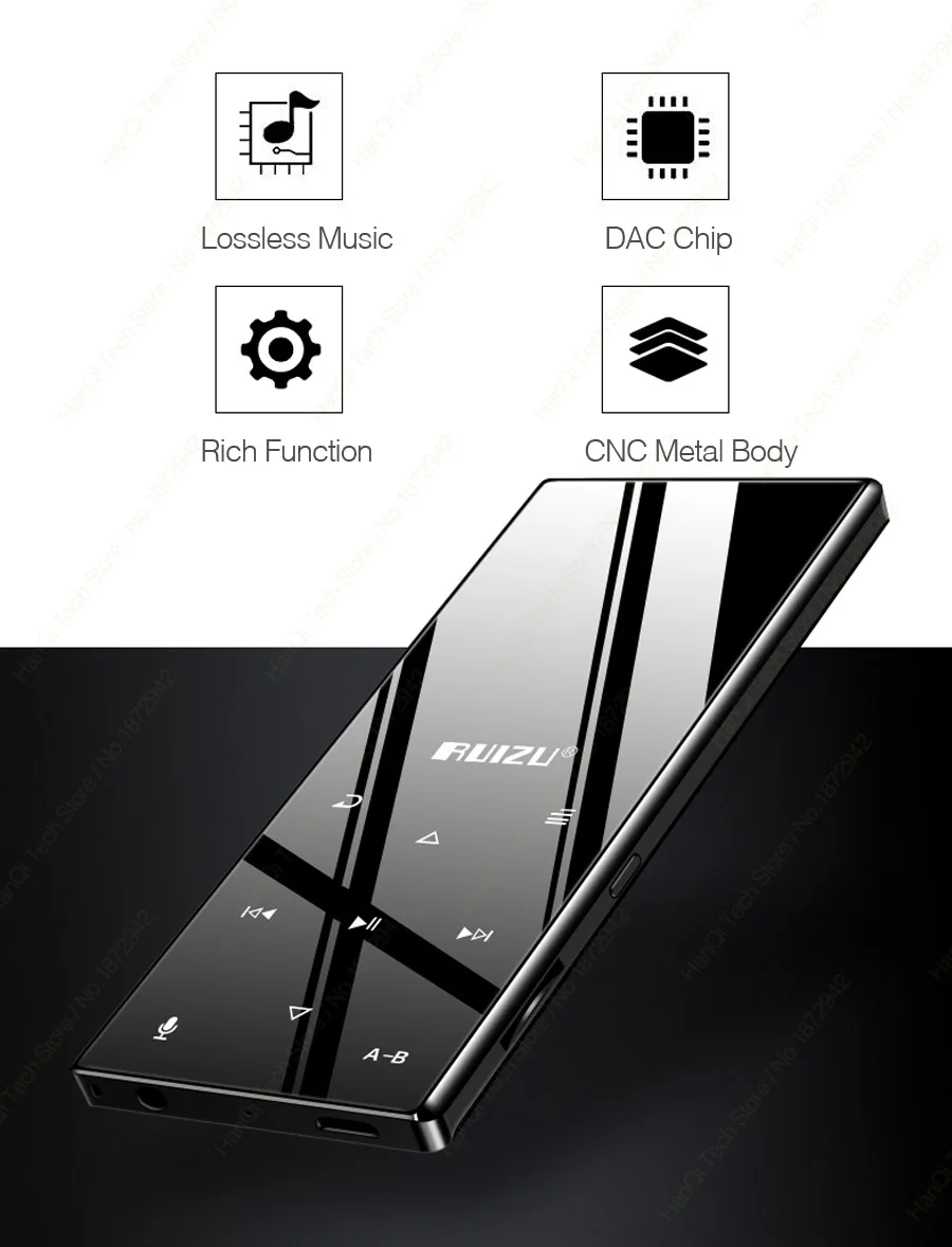 Ruidu D29 Bluetooth MP3-плеер портативный аудио 8 Гб музыкальный плеер со встроенным динамиком Поддержка FM, запись, электронная книга, часы, шагомер