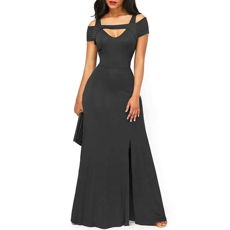 Женское винтажное длинное платье с открытыми плечами и высокой талией|vintage maxi