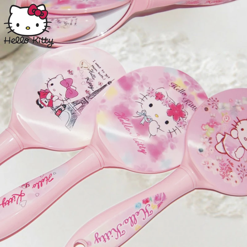 Косметическое зеркало Hello Kitty портативное пластиковое для макияжа 1 шт. милый