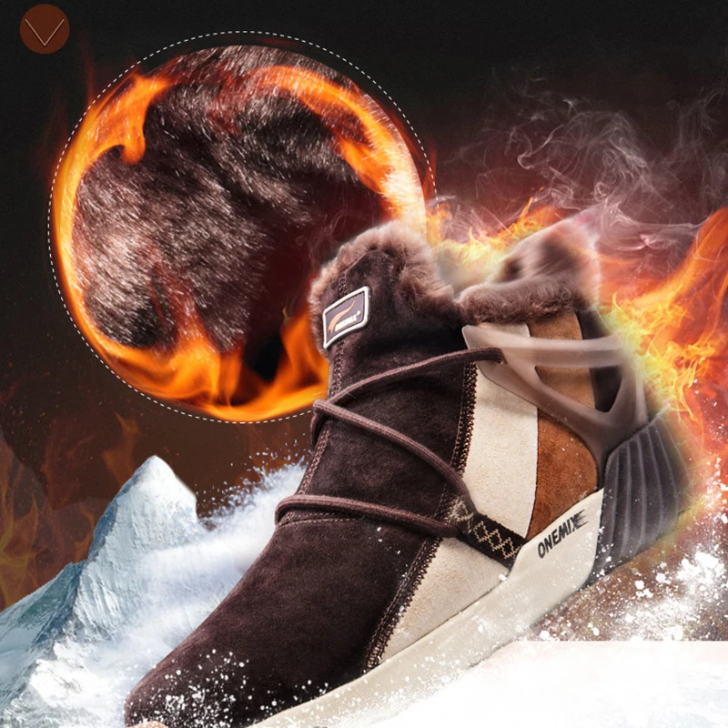 ONEMIX Men Winter Boots Keep Warm Wool Sneakers for Men Waterproof Outdoor Comfortable Men Running Shoes Winter Walking Shoes