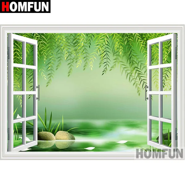 1 HOMFUN полный квадрат/круглый 5D DIY Алмазная вышивка "оконный пейзаж" алмазная живопись вышивка крестиком 5D Декор подарок A07442 - Цвет: 1