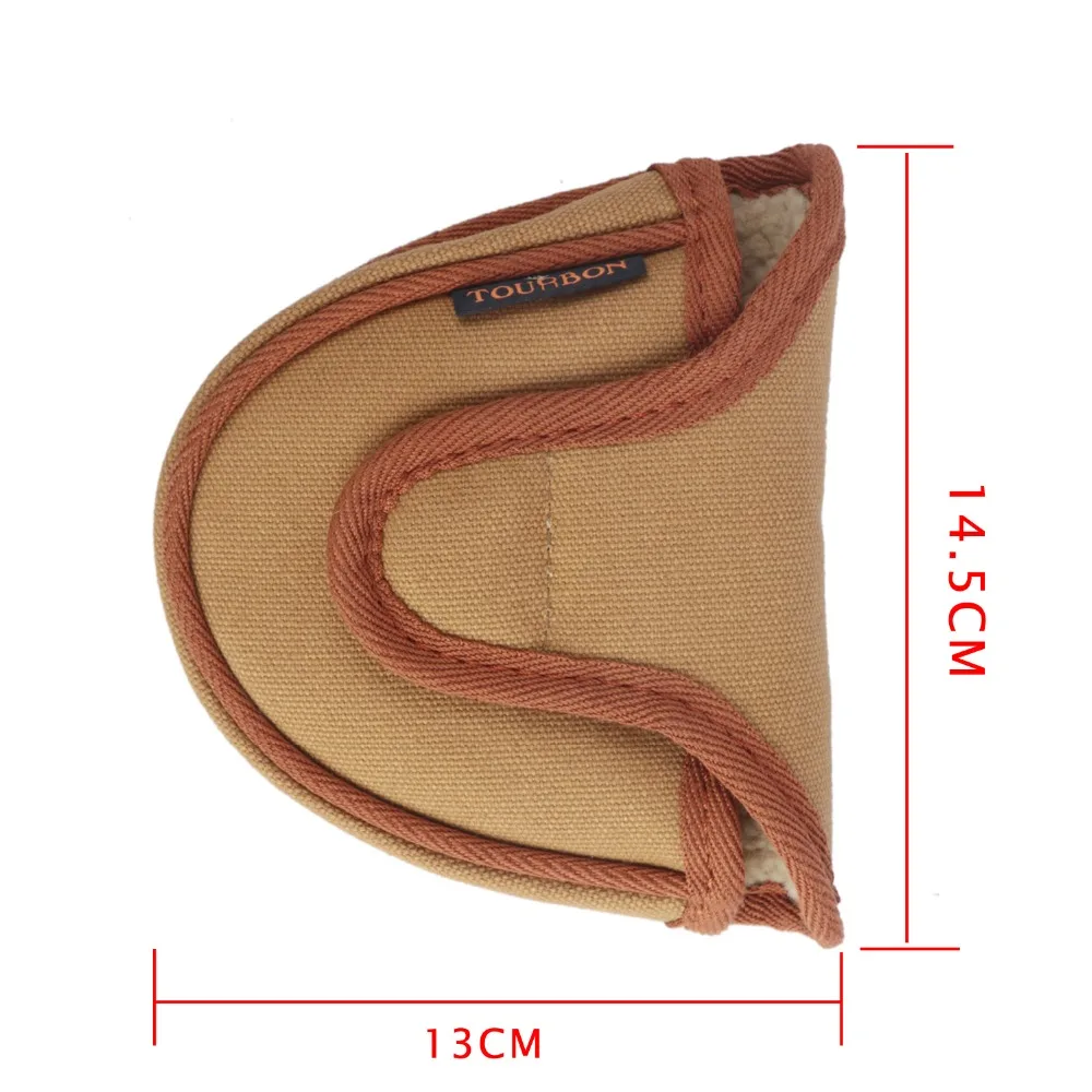 Tourbon Vintage Golf Mallet Putter Head Cover Closure Golf Headcover Khaki Canvas & Fleece Protector